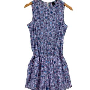Gap Romper Womens Small Geo Print Sleeveless Round Neck Pocket Back Zipper